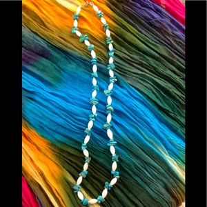 NEW 16" mother-of-pearl & turquoise necklace.